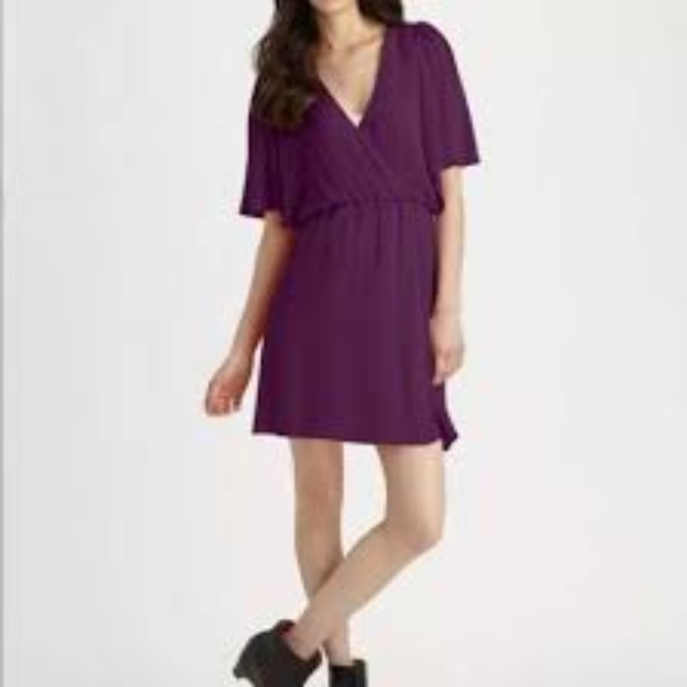 ALICE + OLIVIA Deep Magenta Silk Blend Faux Wraparound Dress, Sm